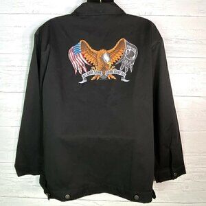 Hot Leathers POW MIA EAGLE Black Biker Zip Jacket Men’s Size 3XL Cotton Canvas